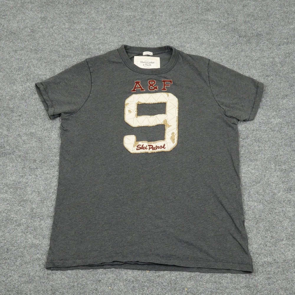 Abercrombie & Fitch Shirt Men XXL Charcoal Grey Ski Patrol Distressed Muscle Tee